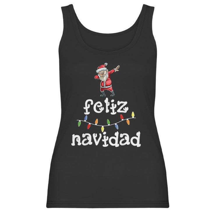 Feliz Navidad Christmas Dabbing Santa Spanish Gift Women Tank Top