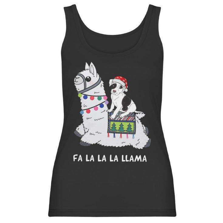 Fla La La Llama Pitbull Is Riding Llama Funny T Sh Women Tank Top