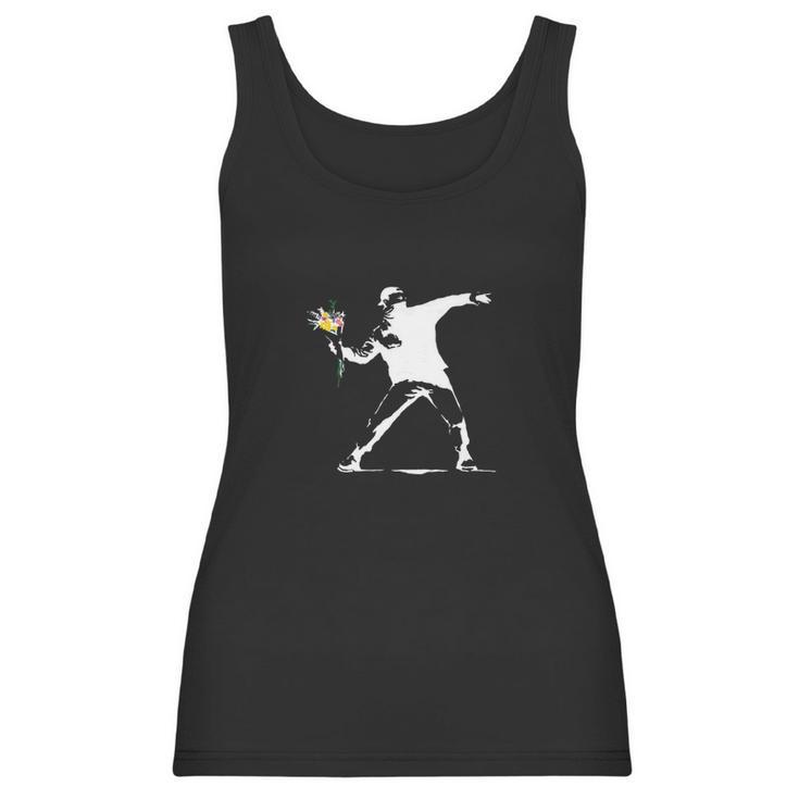 Flower Thrower White - Unofficial Banksy Women Tank Top