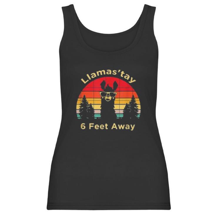 Funny Social Distancing Llama Retro Yoga Gift Women Tank Top