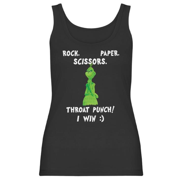 Grinch Funny Win Christmas Rock Paper Scissors Women Tank Top