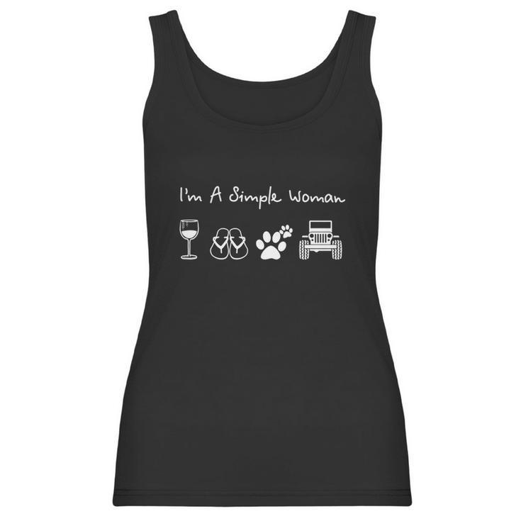 I8217m A Simple Woman Glass Wine Flip Flop Dog Paw Jeep Women Tank Top