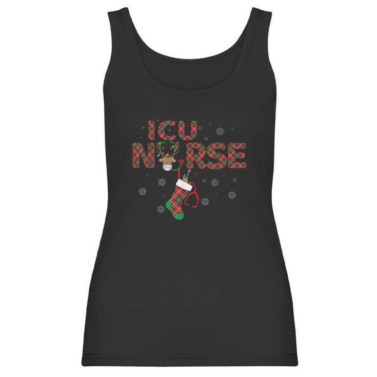 Intensive Care Unit Icu Nurse Christmas Plaid Pattern Gift Women Tank Top