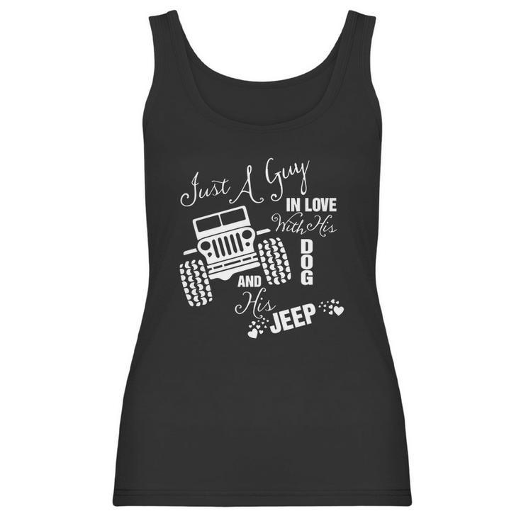 Just A Guy In Love With His Dog And His Jeep Men Women T-Shirt Graphic Print Casual Unisex Tee Women Tank Top