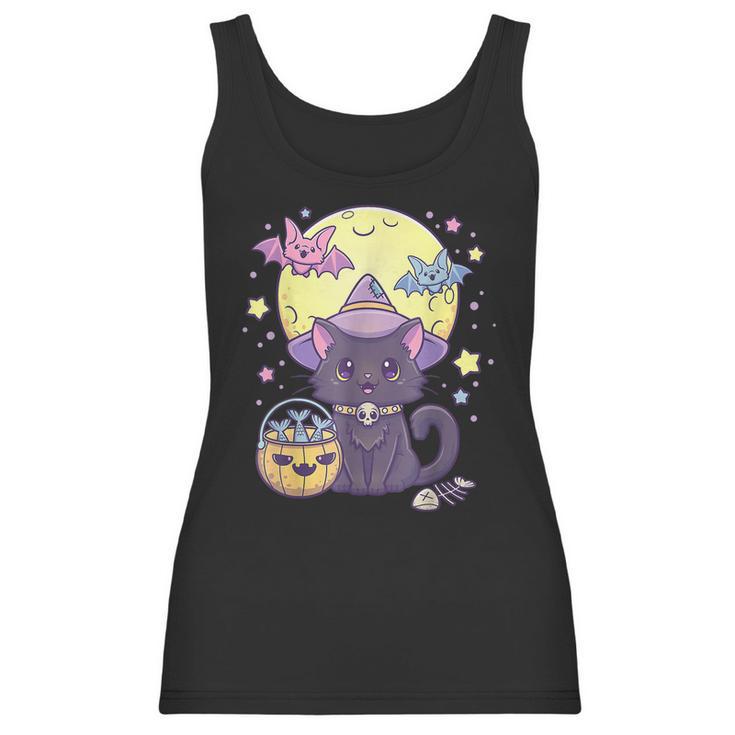 Kawaii Pastel Goth Cute Creepy Halloween Black Cat Witch Hat  Men Women T-Shirt Graphic Print Casual Unisex Tee Women Tank Top