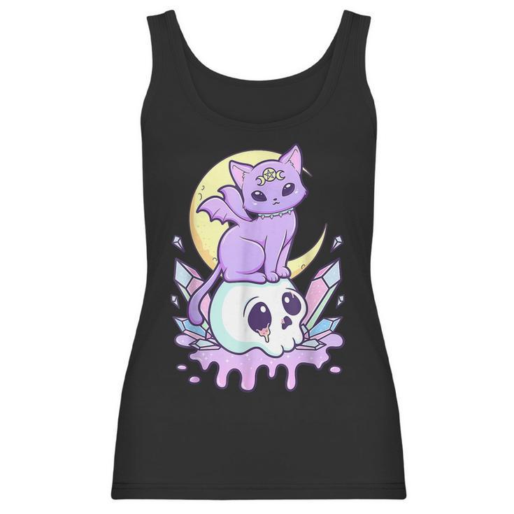 Kawaii Pastel Goth Cute Creepy Witchy Cat And Skull  V2 Men Women T-Shirt Graphic Print Casual Unisex Tee Women Tank Top