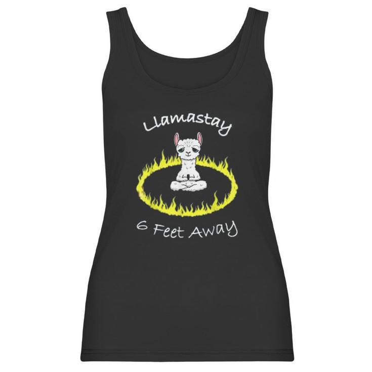 Llamastay 6 Feet Away Funny Llama Stay Social Distancing Women Tank Top