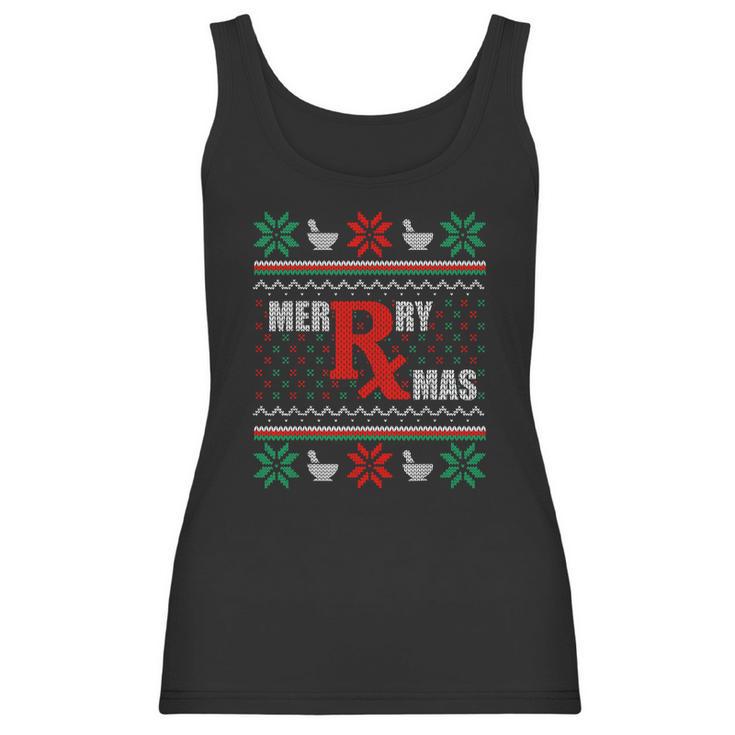 Merry Xmas Pharmacist Ugly Christmas Sweater Pharmacy Tech Sweater Women Tank Top