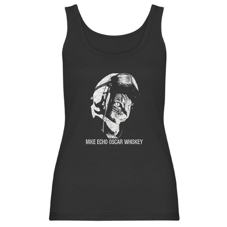 Mike Echo Oscar Whiskey Meow Flying Cat Women Tank Top