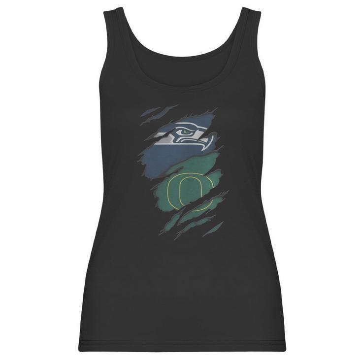 Oregon Ducks And Seattle Seahawks Football Team Fans Women Men Shirts Women Tank Top