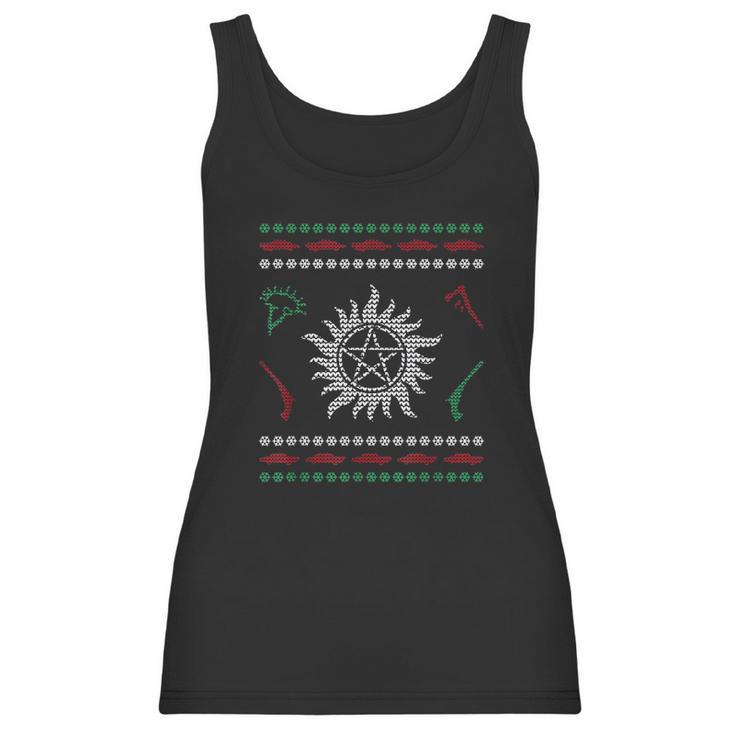 Pentagram Ugly Christmas I Sam Dean Ugly Sweater Women Tank Top