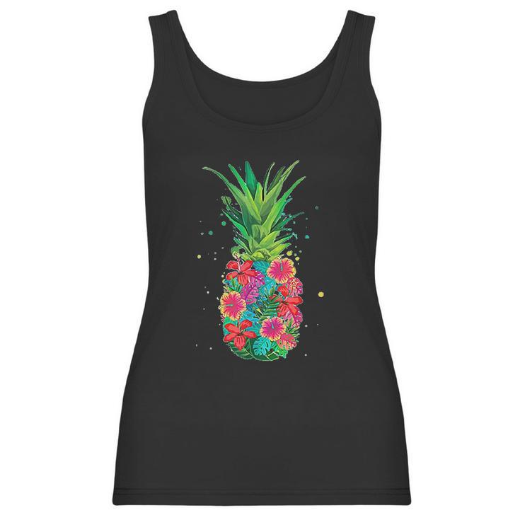 Pineapple Flowers Women Aloha Hawaii Vintage Hawaiian Women Tank Top