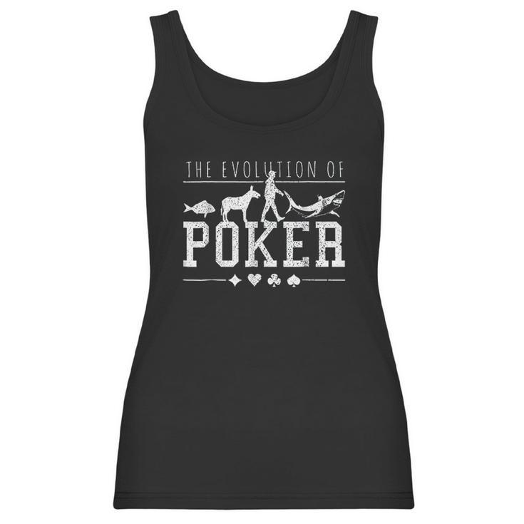 Poker Evolution   Funny Fish Donkey Shark  Gift Women Tank Top