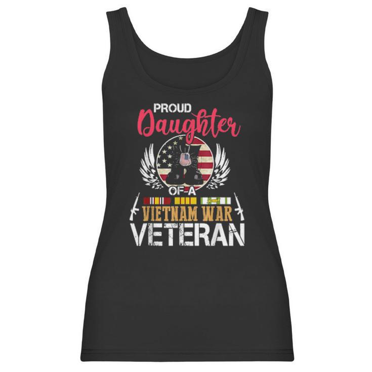 Proud Daughter Vietnam War Veteran American Flag Military Women Tank Top