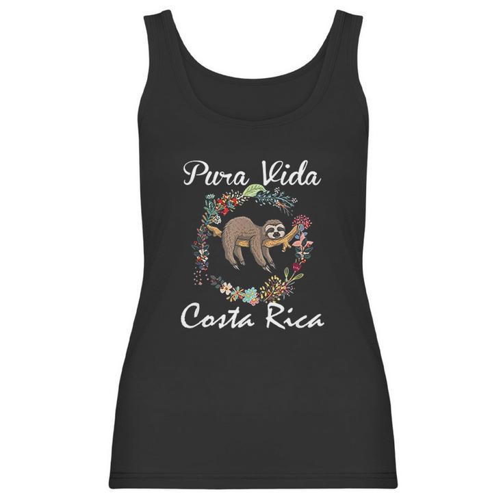 Pura Vida Costa Rica Floral Cute Sleepy Sloth Funny Gift Women Tank Top