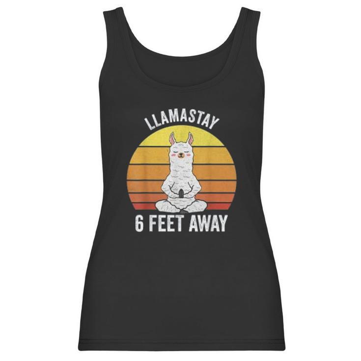 Retro Llamastay 6 Feet Away Llama Social Distancing Women Tank Top