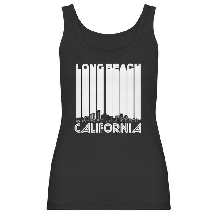 Retro Long Beach California Skyline  Womens Tshirt By American Apparel Women Tank Top