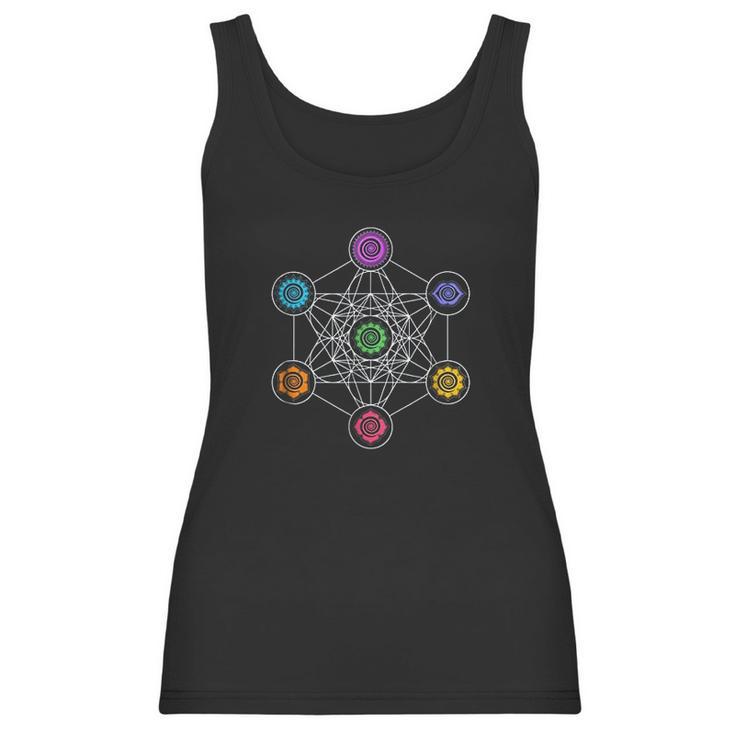 Sacred Geometry Yoga Metatrons Cube Rainbow Women Tank Top