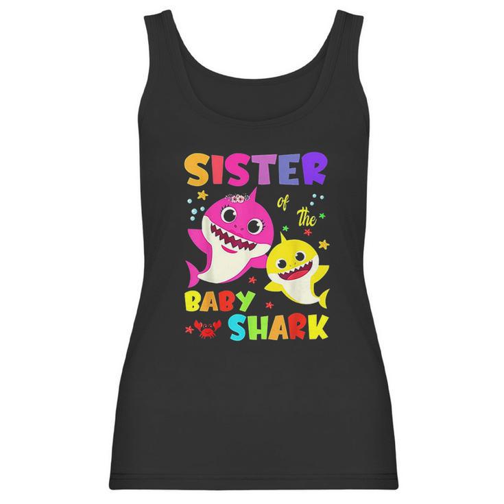 Sister Of The Baby Shark Birthday Sister Shark Women Tank Top