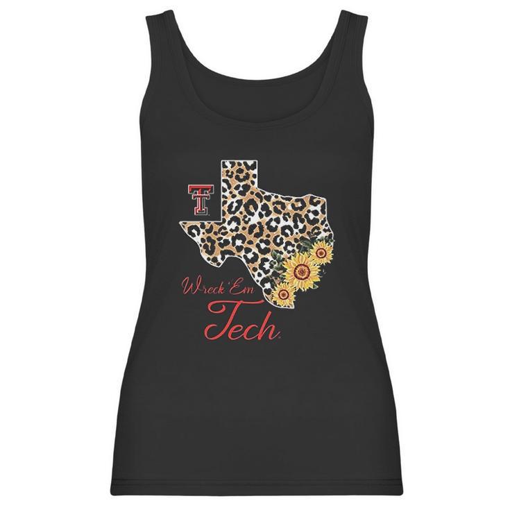 Texas Tech Red Raiders  Leopard State Map Sunflower Women Tank Top