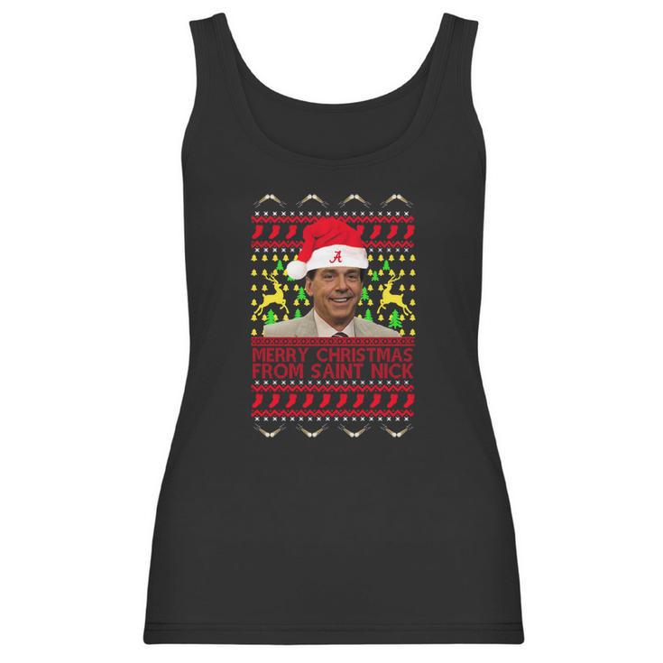 Ugly Nick Saban Merry Christmas From Saint Nick Women Tank Top