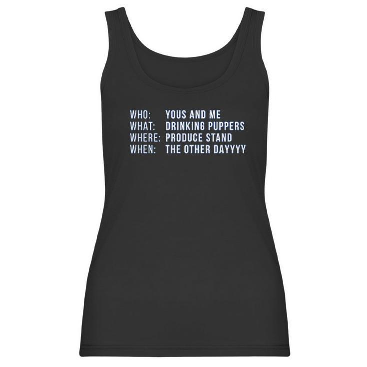 Ugp Campus Apparel Yous And Me Drinking Puppers Beer Party Women Tank Top