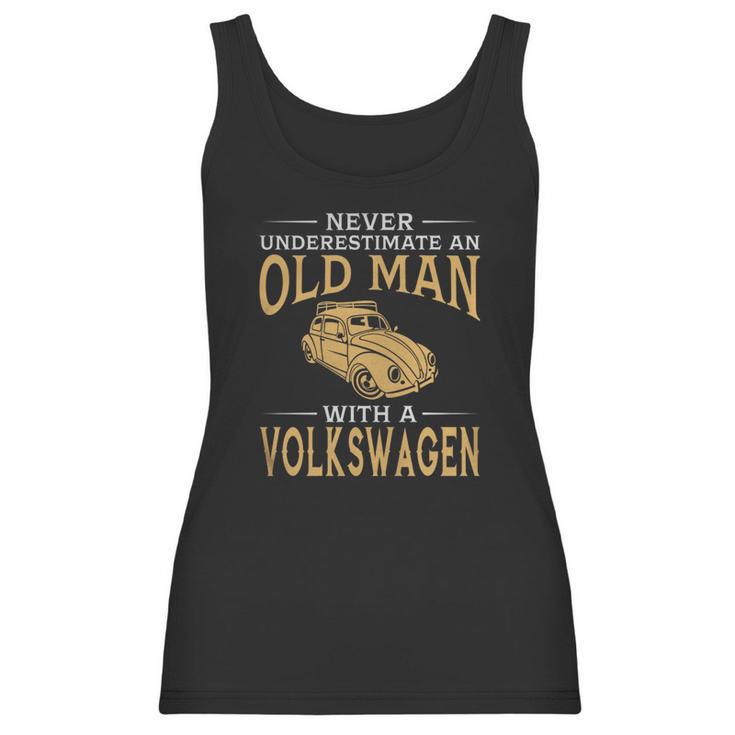 Never Underestimate An Old Man With A Volkswagen Beetle Tshirt Women Tank Top