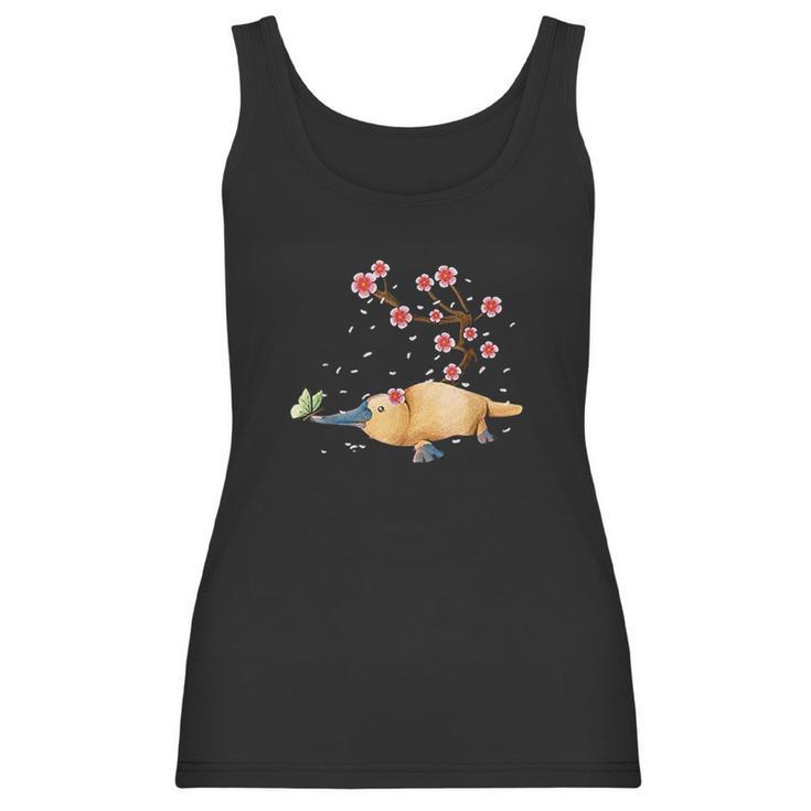 Vintage Platypus Japanese Cherry Blossom Flower Sakura Women Tank Top