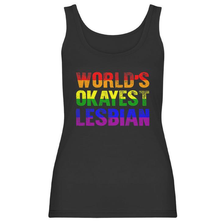 Worlds Okayest Lesbian Rainbow Gay Pride Homo Lgbt Women Tank Top