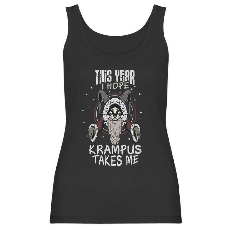 This Year I Hope Krampus Takes Me Christmas Halloween Demon Women Tank Top