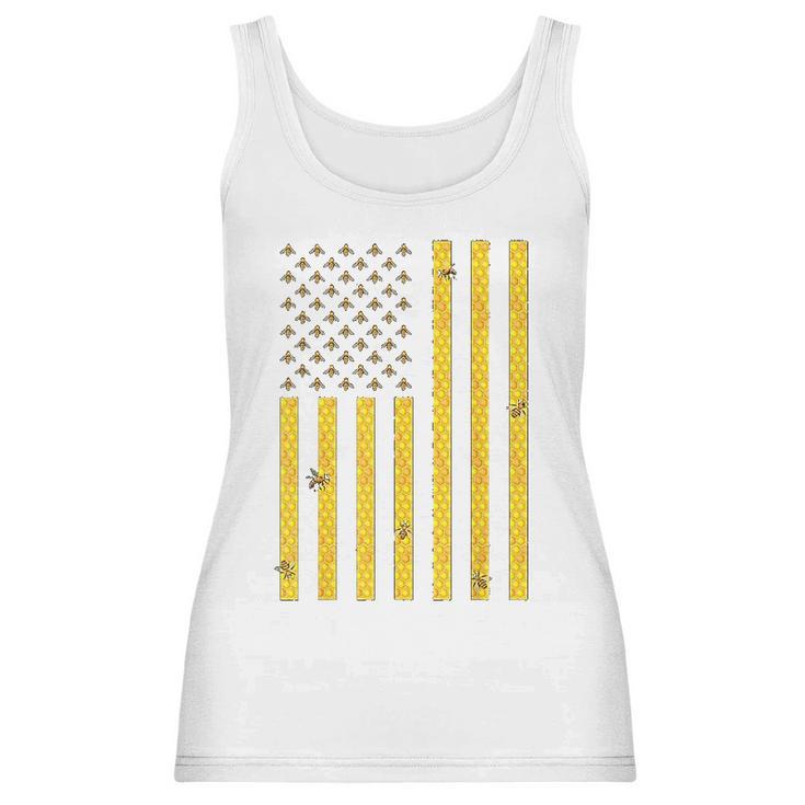 American Flag Honeycomb Honey Bee Women Tank Top