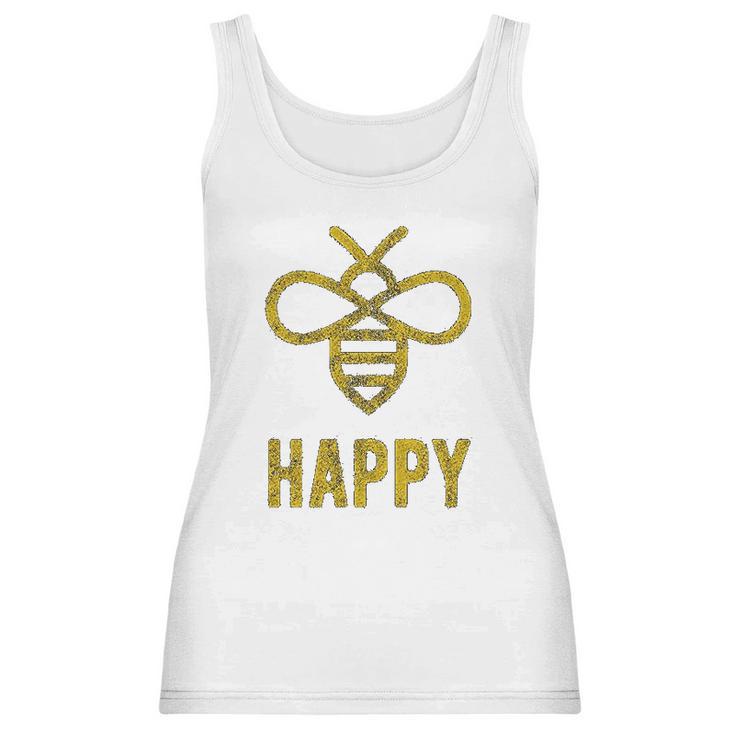 Bee Happy  Funny Vintage Graphic Honey Bumblebee Women Tank Top