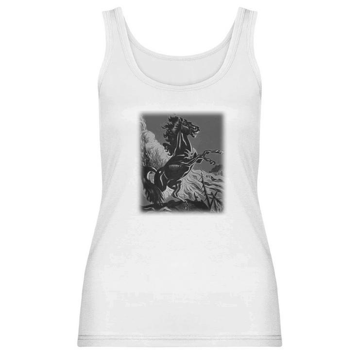 Black Horse Rearing Stallion Women Tank Top