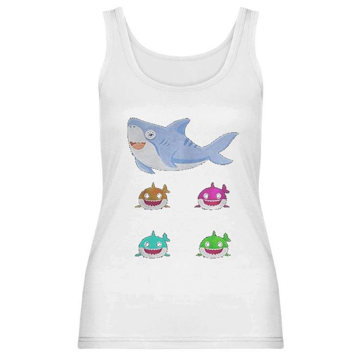 Cute Daddy Shark And Sons Best Christmas Gifts For Dad Women Tank Top