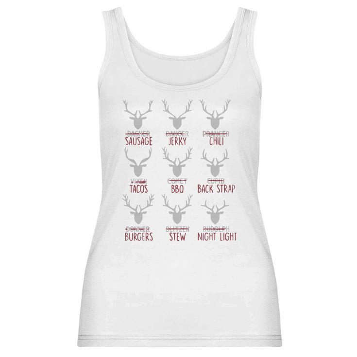 Deer Dasher Sausage Dancer Jerky Prancer Chili Tacos Christmas Shirt Women Tank Top