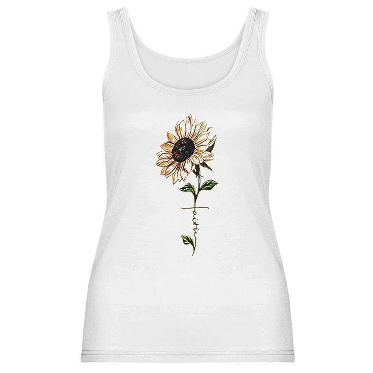 Foulian Sunflower Faith Cross Faith Christian Women Tank Top