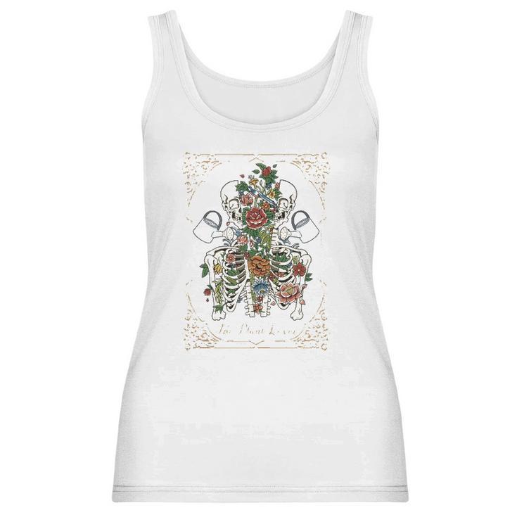 The Plant Lover Tarot Card Skeleton Skull Flowers Plants Women Tank Top