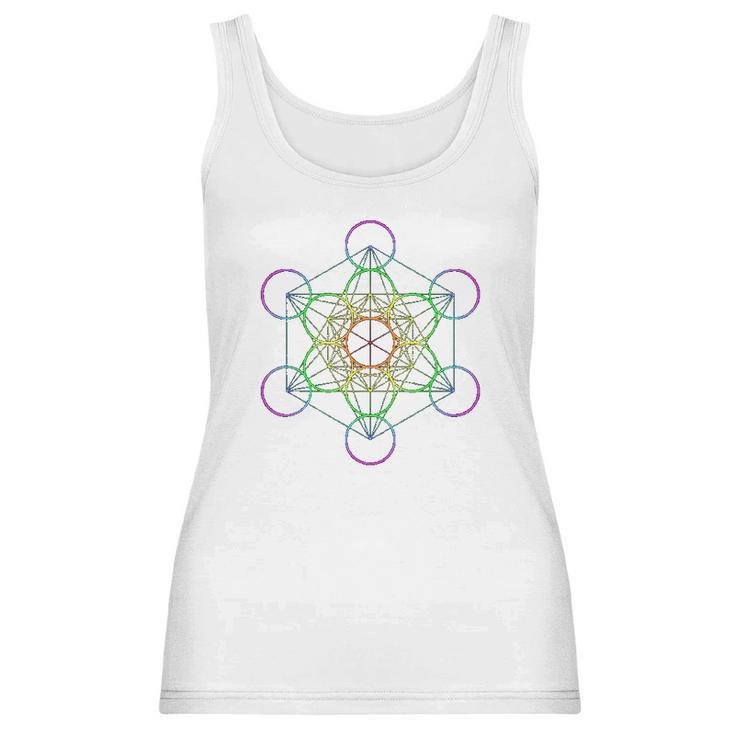 Rainbow Metatrons Cube Sacred Geometry Women Tank Top