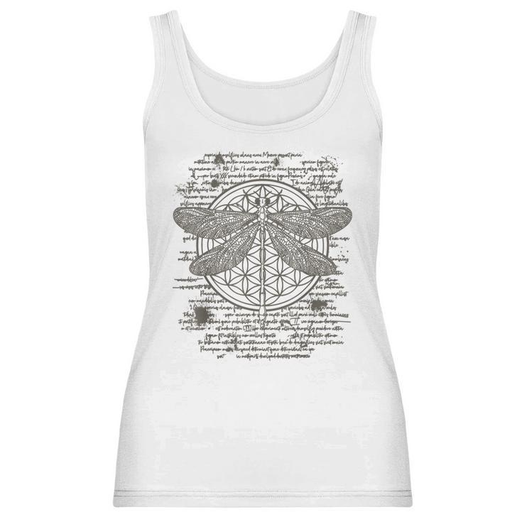 Spiritual Dragonfly Yoga Design Leonardo Da Vinci Vintage Women Tank Top