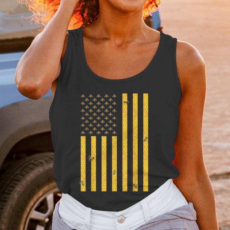 American Flag Honeycomb Honey Bee Beekeeping Beekeeper Women Tank Top