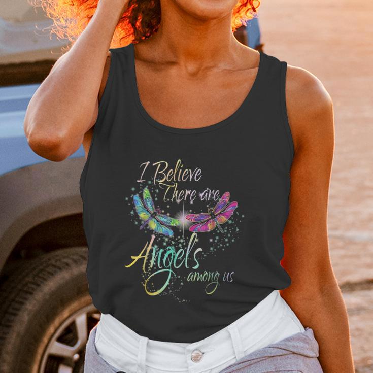 I Believe There Is Angel Among Us Dragonfly Colorful Women Tank Top