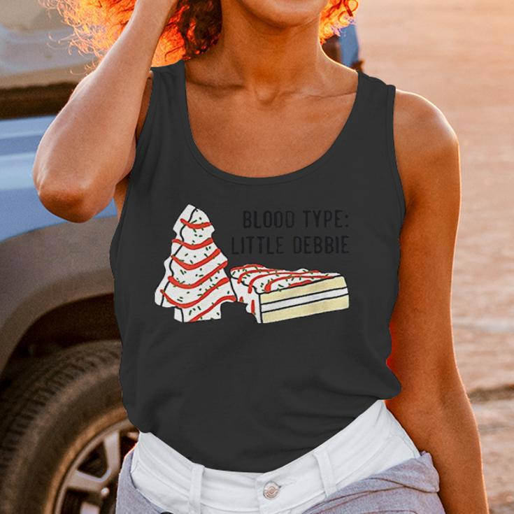 Womens Blood Type Little Debbie Inspired Christmas Tree Snack Cake Women Tank Top