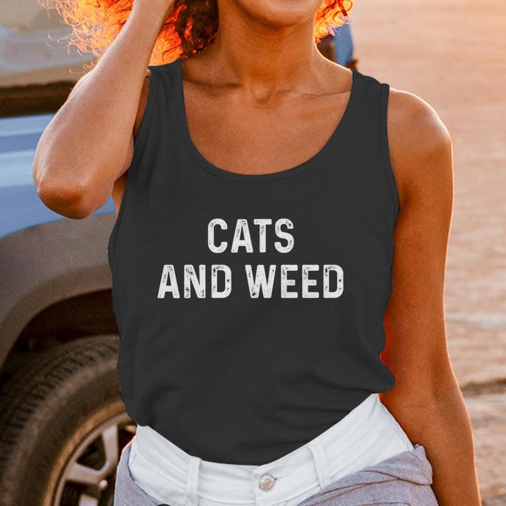 Cats And Weed Funny Cannabis Stoner Marijuana Cat Mom Dad Funny Gift Women Tank Top