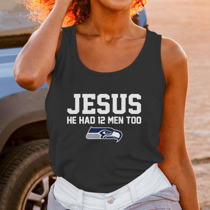 Check Out This Awesome Jesus He Had 12 Men Too Seattle Seahawks Canvas Usa - Copy 2 Women Tank Top