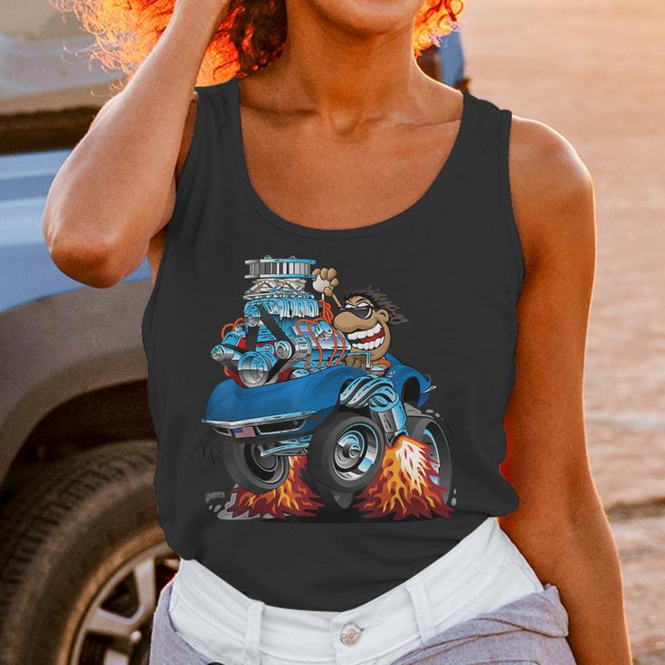 Classic Funny Sixties Sports Car Racing Hot Rod Cartoon Women Tank Top