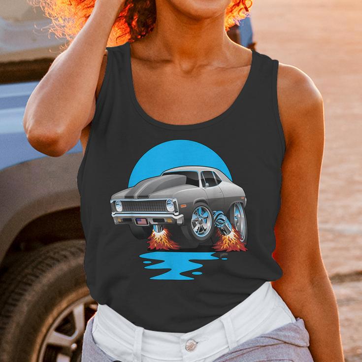 Classic Seventies Muscle Car Funny Dragster Hot Rod Cartoon Women Tank Top