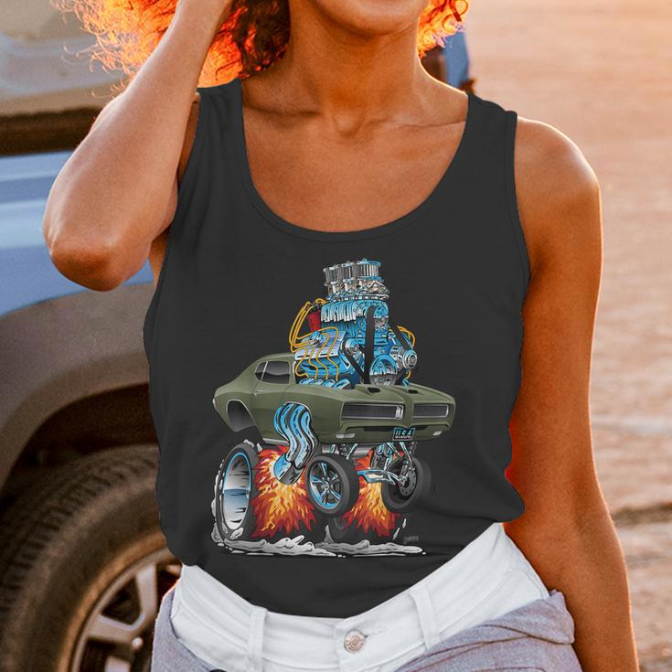 Classic Sixties Muscle Car Funny Dragster Hot Rod Cartoon V6 Women Tank Top