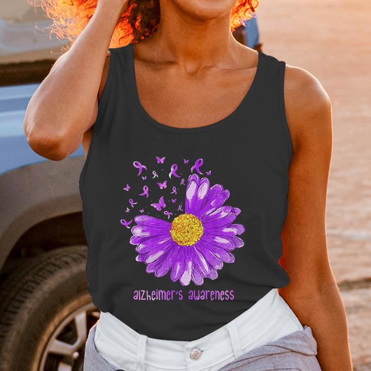 Daisy Butterfly Purple Ribbon Alzheimer Awareness Women Tank Top