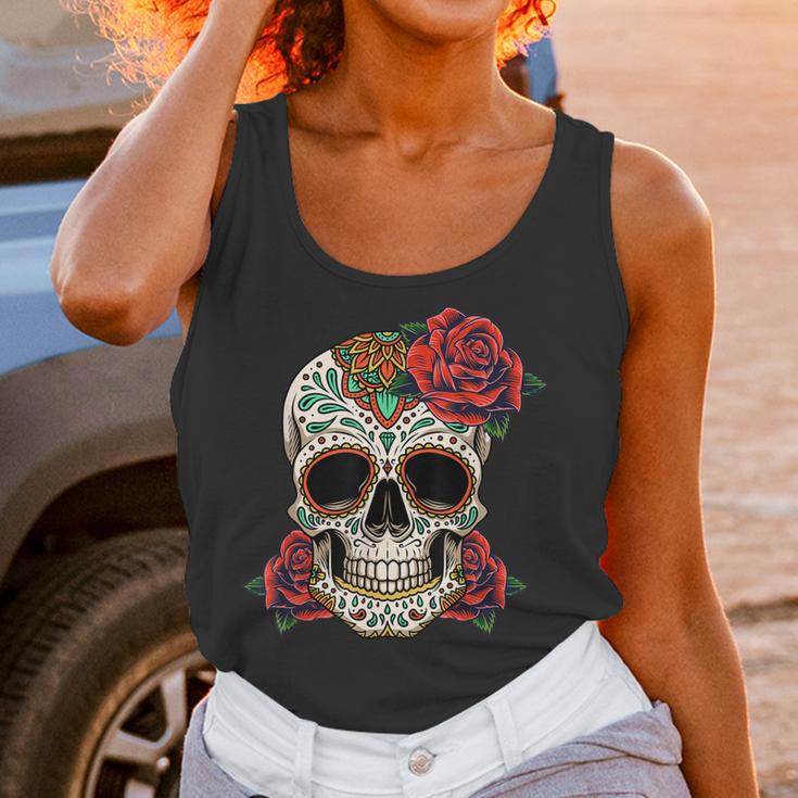 Floral Sugar Skull Day Of Dead Dia De Los Muertos Women Women Tank Top