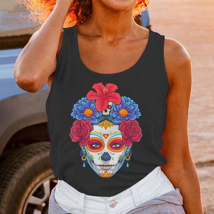 Floral Sugar Skull Day Of The Dead Dia De Muertos Women Women Tank Top